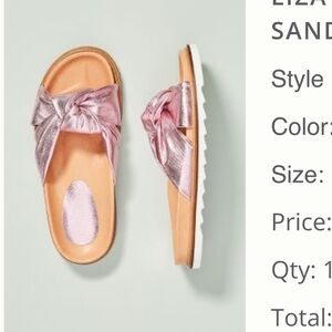 Anthropologie Rose Gold Twist Slide Sandals